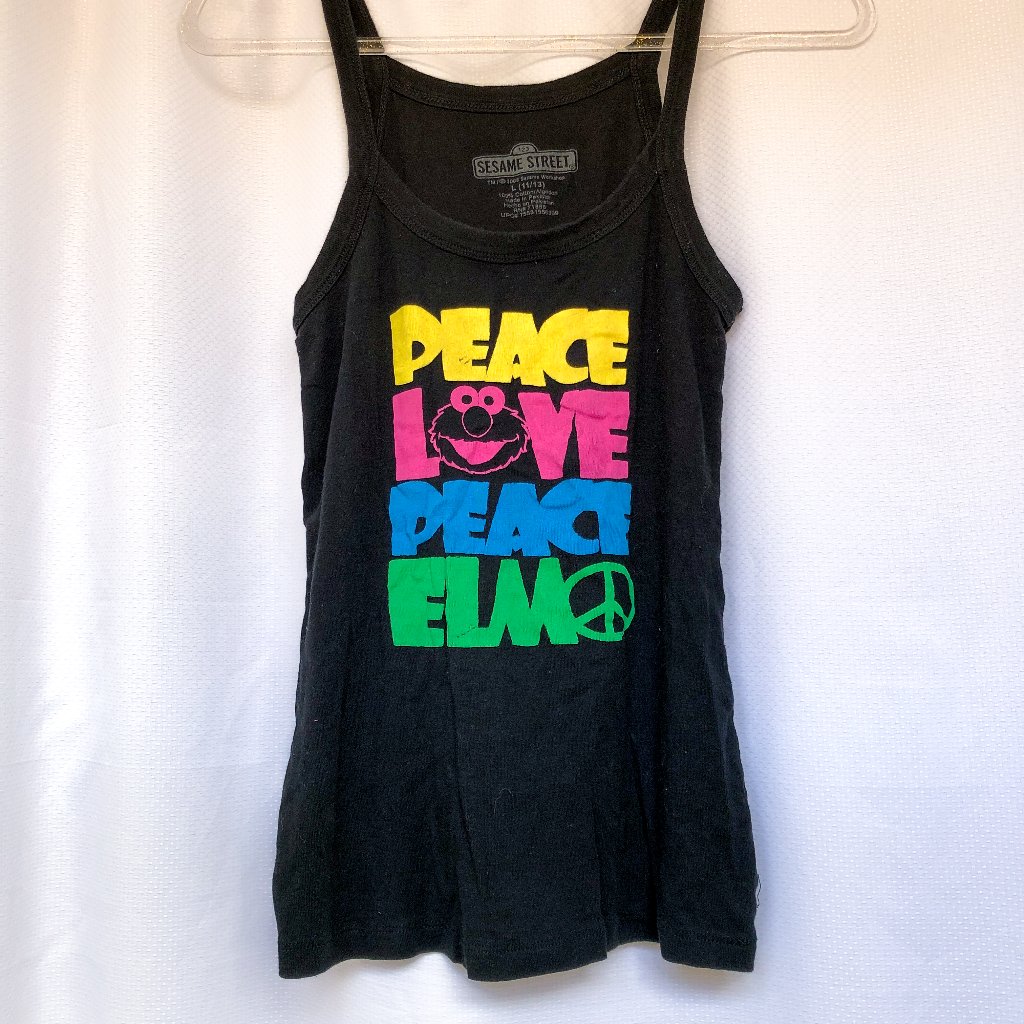 Y2k Black Elmo Peace Love Peace Elmo Sleeveless Tee